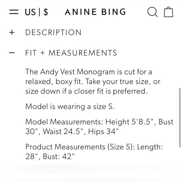 Anine Bing Andy Black Quilted Monogram Vest Pockets‎ Women’s Size Large - Picture 14 of 14